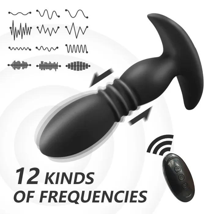 Anal USB Rechargeable Remote Vibrating and Thrusting Anal Plug Onion Toy