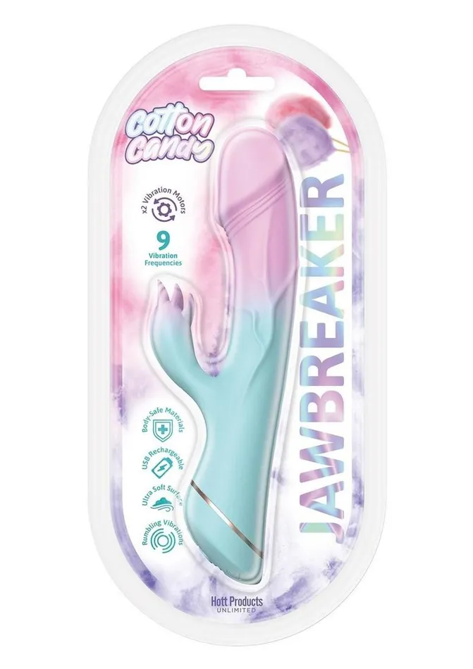 Cotton Candy Jawbreaker Rechargeable Silicone Vibrator with Clitoral Stimulator Hott Products Female Sex Toys