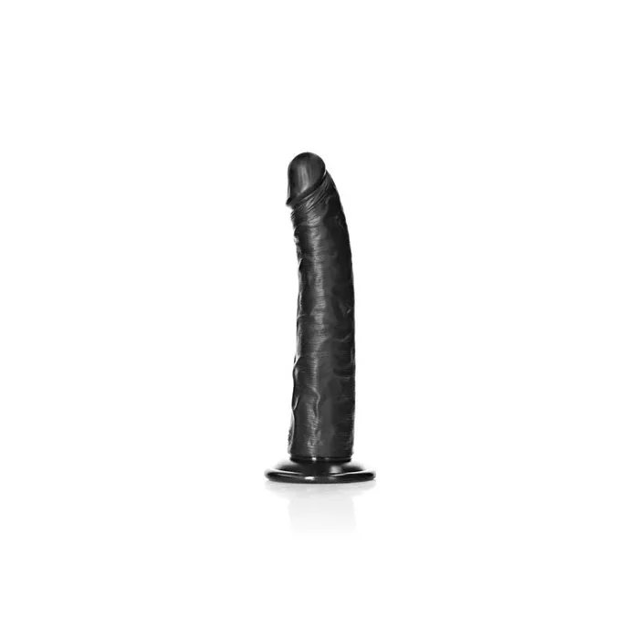 Shots Toys REALROCK Realistic Slim Dildo with Suction Cup Black 205 cm 8 Dong Female Sex Toys