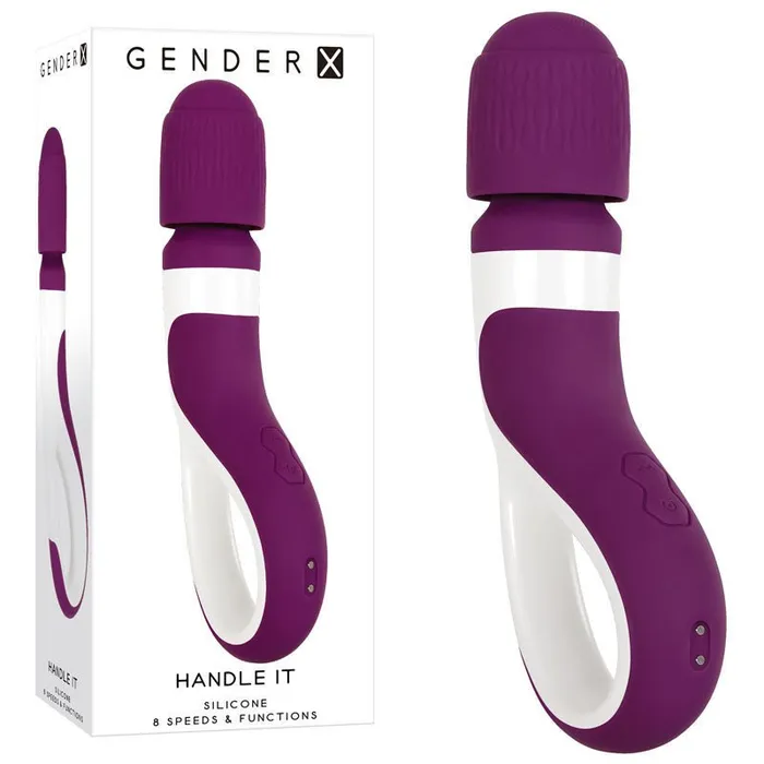 Vibrators Gender X Gender X HANDLE IT PurpleWhite USB Rechargeable Massager Wand
