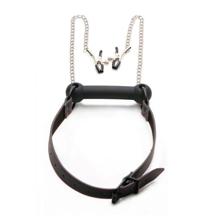 Female Sex Toys XR Brands Silicone Bit Gag With Nipple Clamps Female Sex Toys XR Brands Silicone Bit Gag With Nipple Clamps
