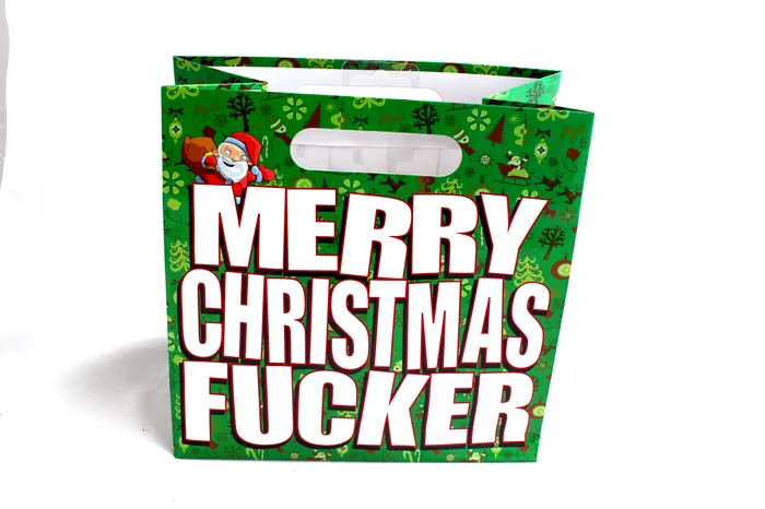Male Sex Toys Kalan Merry Christmas Fucker Gift Bag With Die Cut Handles