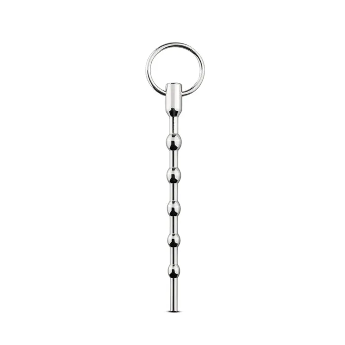 Male Sex Toys Sinner Beaded Solid Metal Dilator w Pull Ring