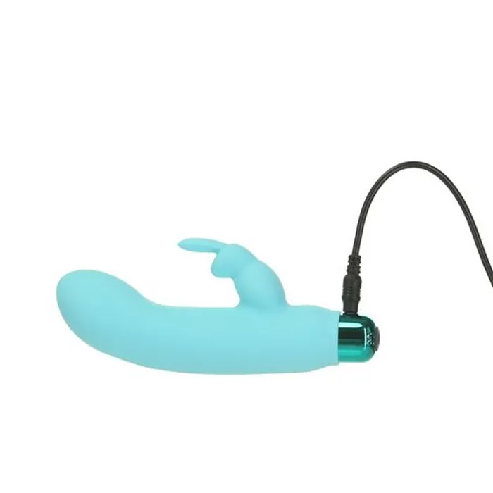 PowerBullet Vibrators Alices Bunny Rechargeable Bullet w Rabbit Sleeve Teal