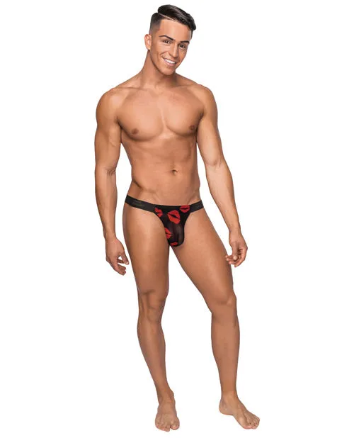 Anal Male Power Lingerie Micro Thg V Sheer Lips Black Small