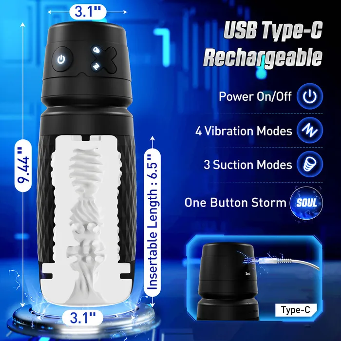 CyberSkin Male Sex Toys CyberSkin BWarrior USB Rechargeable Sucking Vibrating Auto Masturbator CyberSkin Male Sex Toys CyberSkin BWarrior USB Rechargeable Sucking Vibrating Auto Masturbator