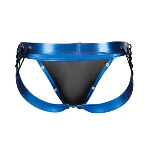 Mens Underwear Cut 4 Men C4M Desire Jockstrap Blue Leatherette Extra Large Mens Underwear Cut 4 Men C4M Desire Jockstrap Blue Leatherette Extra Large