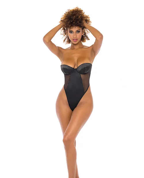 Anal Oh La La Cheri Josephine High Leg Teddy Wremovable Fishnet Collared Harness Black
