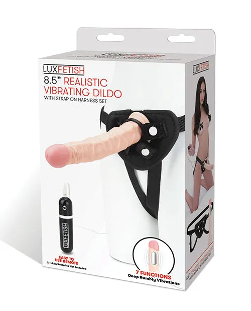 Lux Fetish Female Sex Toys Lux Fetish 85 Realistic Vibrating Dildo Wstrap On Harness Set